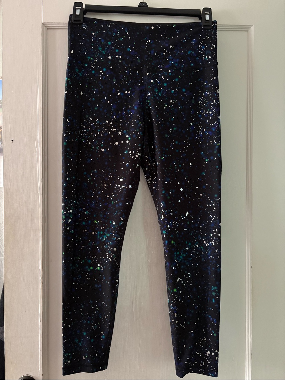Old Navy Black Galaxy-Print Leggings with Blue & White Speckles